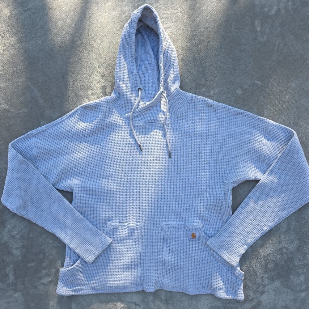 Carhartt Long Sleeve Hooded Relaxed‎ Fit Thermal Waffle Weave Hoodie Size M 8-10
